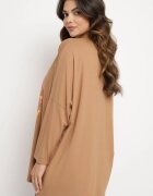  Bluză Maro Oversize din Bumbac cu Imprimeu Colorat și Sclipici Tailine