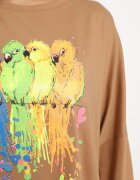  Bluză Maro Oversize din Bumbac cu Imprimeu Colorat și Sclipici Tailine