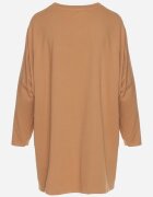  Bluză Maro Oversize din Bumbac cu Imprimeu Colorat și Sclipici Tailine