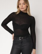  Bluză Neagră cu guler înalt Tip Longsleeve din viscoză cu cașmir Fedine