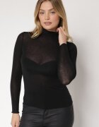  Bluză Neagră cu guler înalt Tip Longsleeve din viscoză cu cașmir Fedine
