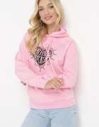  Bluza Roz cu Glugă și Imprimeu și Manșete Sitta