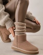  Bocanci de zăpadă din piele naturală tip velur cu blană artificială Nectare Bej