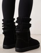  Bocanci de zăpadă din piele naturală tip velur cu blană artificială Nectare Negre