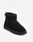  Bocanci de zăpadă din piele naturală tip velur cu blană artificială Nectare Negre
