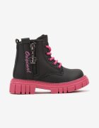  Bocanci Negri-Fuchsia cu talpă în relief cu detalii colorate și ornament la gleznă Avandrea