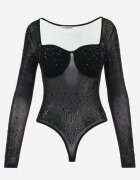  Body Negru din plasă Ornat cu zirconii Ruthen