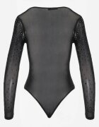  Body Negru din plasă Ornat cu zirconii Ruthen
