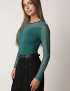  Body Verde Viscoză cu Inserții Transparente închis cu Capse Mailita