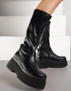 bosido Botine Negre cu Talpă Groasă și Carâmb Mulat Flariave