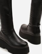 bosido Botine Negre cu Talpă Groasă și Carâmb Mulat Flariave