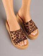 bosido Papuci Leopard Clasici pe Platformă și Pană Retellin