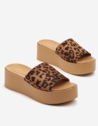 bosido Papuci Leopard Clasici pe Platformă și Pană Retellin