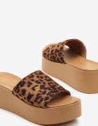 bosido Papuci Leopard Clasici pe Platformă și Pană Retellin