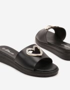 bosido Papuci Negri cu inimă de zirconiu Natellis