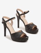 bosido Sandale Negre Toc stiletto cu Platformă cu Model Abstract Lisandea