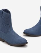  Botine Albastre Cowboy cu Cusături Blenikava