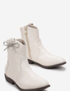  Botine Albe cu fundiță cu zirconii Schmisa