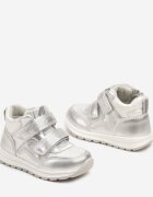  Botine Argintii Clibee în stil Sneakers cu Brant din Piele Decorate cu Cusături Romisya