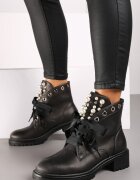  Botine Argintii cu Limbă Decorată cu Perle și Zirconii Jovirra