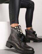  Botine Argintii cu Limbă Decorată cu Perle și Zirconii Jovirra