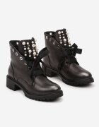  Botine Argintii cu Limbă Decorată cu Perle și Zirconii Jovirra
