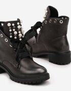  Botine Argintii cu Limbă Decorată cu Perle și Zirconii Jovirra