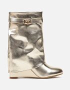  Botine Aurii pe platformă cu carâmb care imită cracul pantalonului cu cataramă detașabilă Nialithia