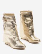  Botine Aurii pe platformă cu carâmb care imită cracul pantalonului cu cataramă detașabilă Nialithia