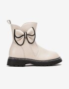  Botine Bej cu Nituri și Fundiță Decorativă Heloria