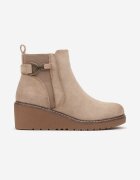  Botine Bej cu Platformă în Stil Chelsea cu Ornament Metalic Savanesse