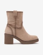  Botine Bej cu Toc cu Cusături Decorative și Curea Atinthela