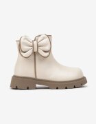  Botine Bej Elegante cu Fundă Decorativă Temindria