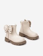  Botine Bej Elegante cu Fundă Decorativă Temindria