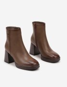  Botine bej închis căptușite cu toc cu vârf pătrat Ansalea