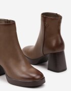  Botine bej închis căptușite cu toc cu vârf pătrat Ansalea