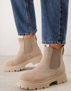  Botine Bej închis cu talpă groasă în relief și elastic Verilln