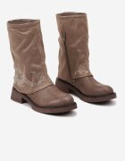  Botine Bej închis cu talpă plată cu manșetă răsfrântă și Zirconii Leminita