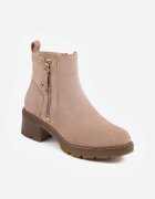  Botine bej închis cu toc jos Paulmier