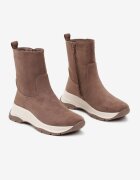 Botine Bej închis din imitație de piele întoarsă cu Talpă Groasă în Stil Streetwear Reanornna