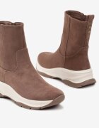  Botine Bej închis din imitație de piele întoarsă cu Talpă Groasă în Stil Streetwear Reanornna