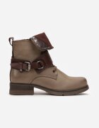  Botine bej închis tip worker cu carâmb răsfrânt și accent metalic Silliot