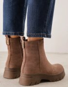  Botine bej închise din imitație de velur cu platformă reliefată Naorinda