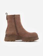  Botine bej închise din imitație de velur cu platformă reliefată Naorinda