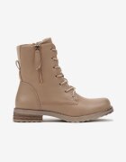  Botine bej plate stil Worker cu șireturi și fermoar decorativ Tarlina