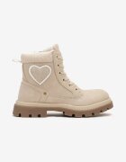  Botine Bej Plati Trapper Decorate cu inimă Leriscca