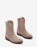  Botine Bej Stil Cowboy cu Cusături Taito