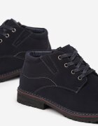  Botine bleumarin Clasice Căptușite cu Talpă Plată cu Șireturi Ravimira