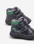  Botine Bleumarin-Verde cu Scai cu Talpă cu Bordură de Blană și Imprimeu Mașină Bellnia