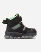  Botine Căptușite Negru-Verde Clibee pe Platformă Imprimată Decorate cu Scris și Șireturi Quinrinnis